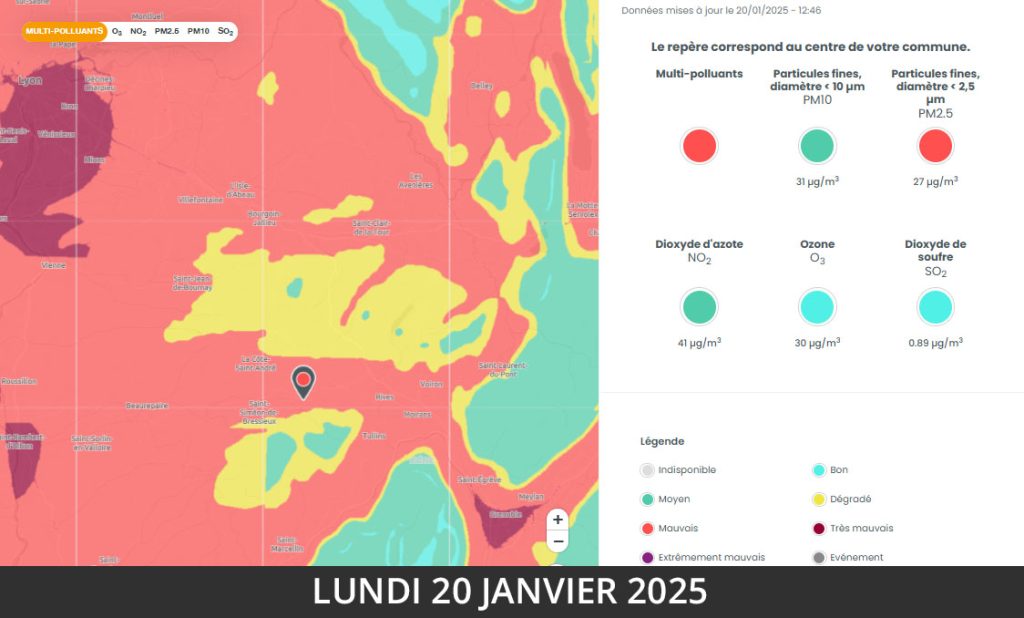 Carte pollution de l'air